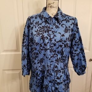 Blue and black peplum top